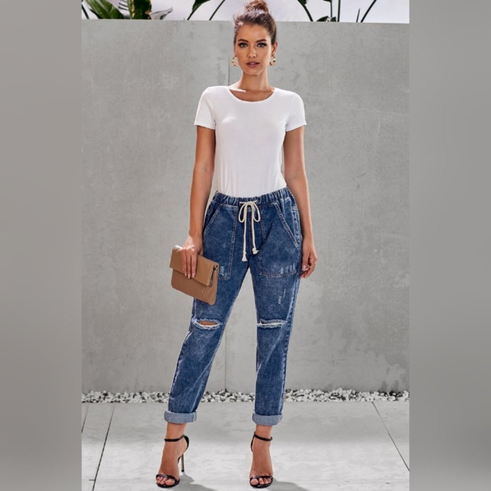 Distressed Denim Jogger - Picture 2 of 4